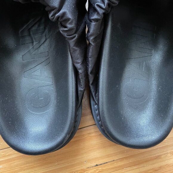 GANNI SATIN RUFFLE SLIDES SANDALS - Picture 6 of 11